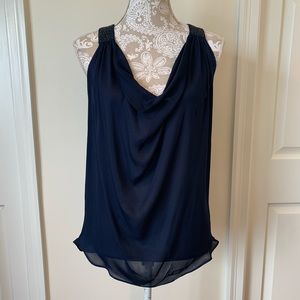 Haute Hippie Navy Silk Blouse, Size Small